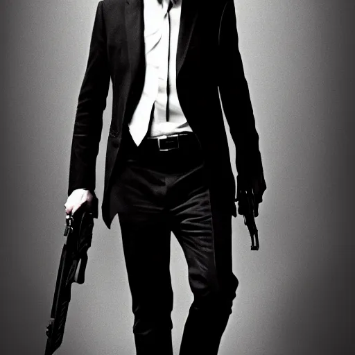 Prompt: thom yorke as john wick professional photo shot