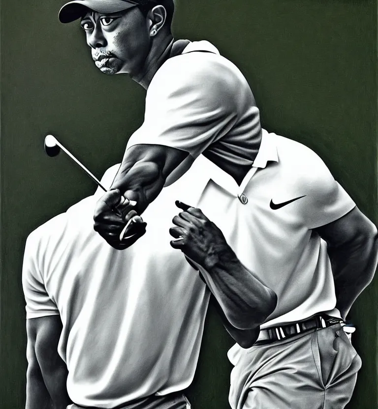 Image similar to tiger woods portrait by caravaggio.