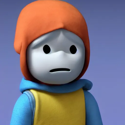 Image similar to Finn the human from Adventure Time, close up shot, 3D render, blender, trending on artstation and unreal engine