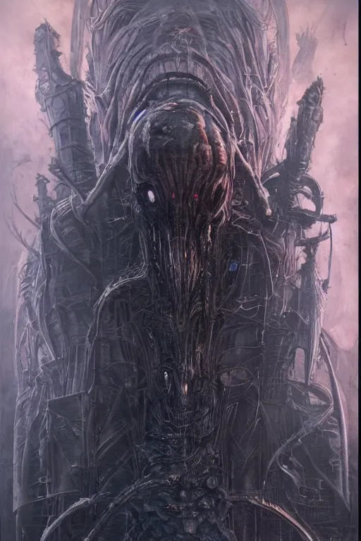 Prompt: portrait of elon musk by hr giger, greg rutkowski, luis royo and wayne barlowe as a diablo, resident evil, dark souls, bloodborne monster