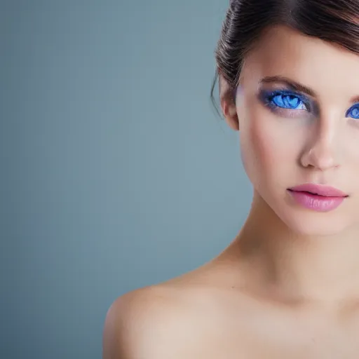 Image similar to a beautiful young woman, blue eyes