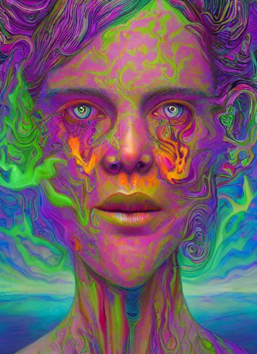 Prompt: portrait ultra dimensional entity, accidentally tripping on dmt and acid, psychedelic experience, overwhelming psychosis of self realization and burning awakening, ultra high definition, unreal engine 5, hyperrealism, masterpiece composition, by martine johanna, barclay shaw