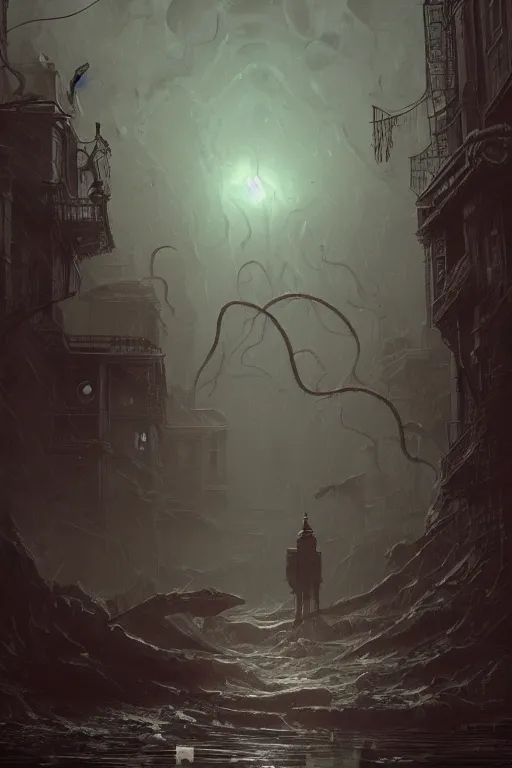 Image similar to lovecraftian, extremely detailed digital art, in the style of greg rutkowski, trending on artstation, 8 k