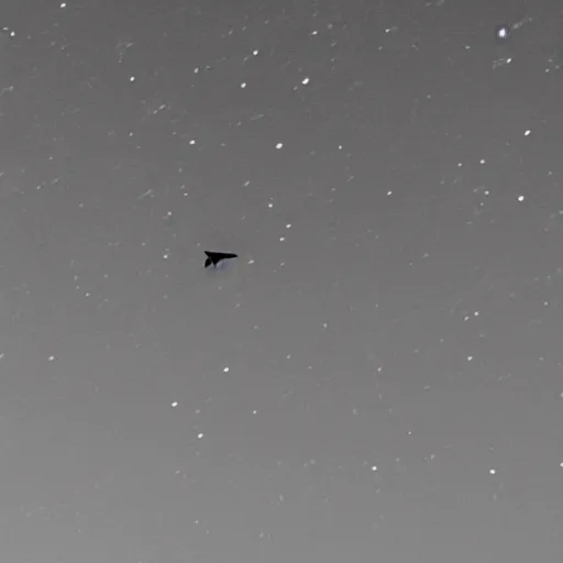 Prompt: a strangely circular bird flying in the night sky, footage from a 6 0 s fighter plane, black and white, grainy footage