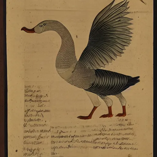 Image similar to manuscript showing angry geese