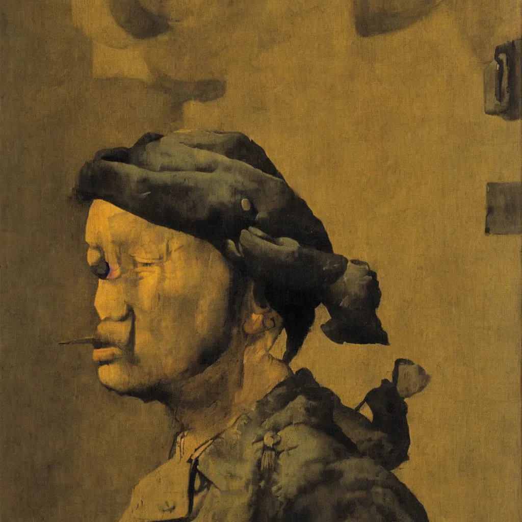 Prompt: vietcong portrait by johannes vermeer