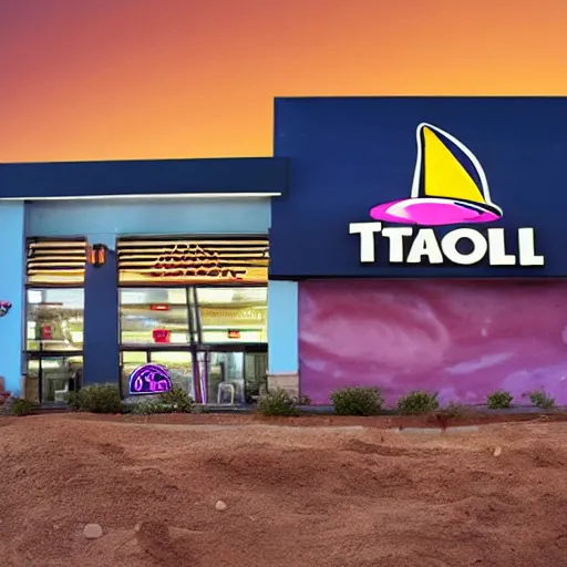 Prompt: taco bell restaurant on mars,