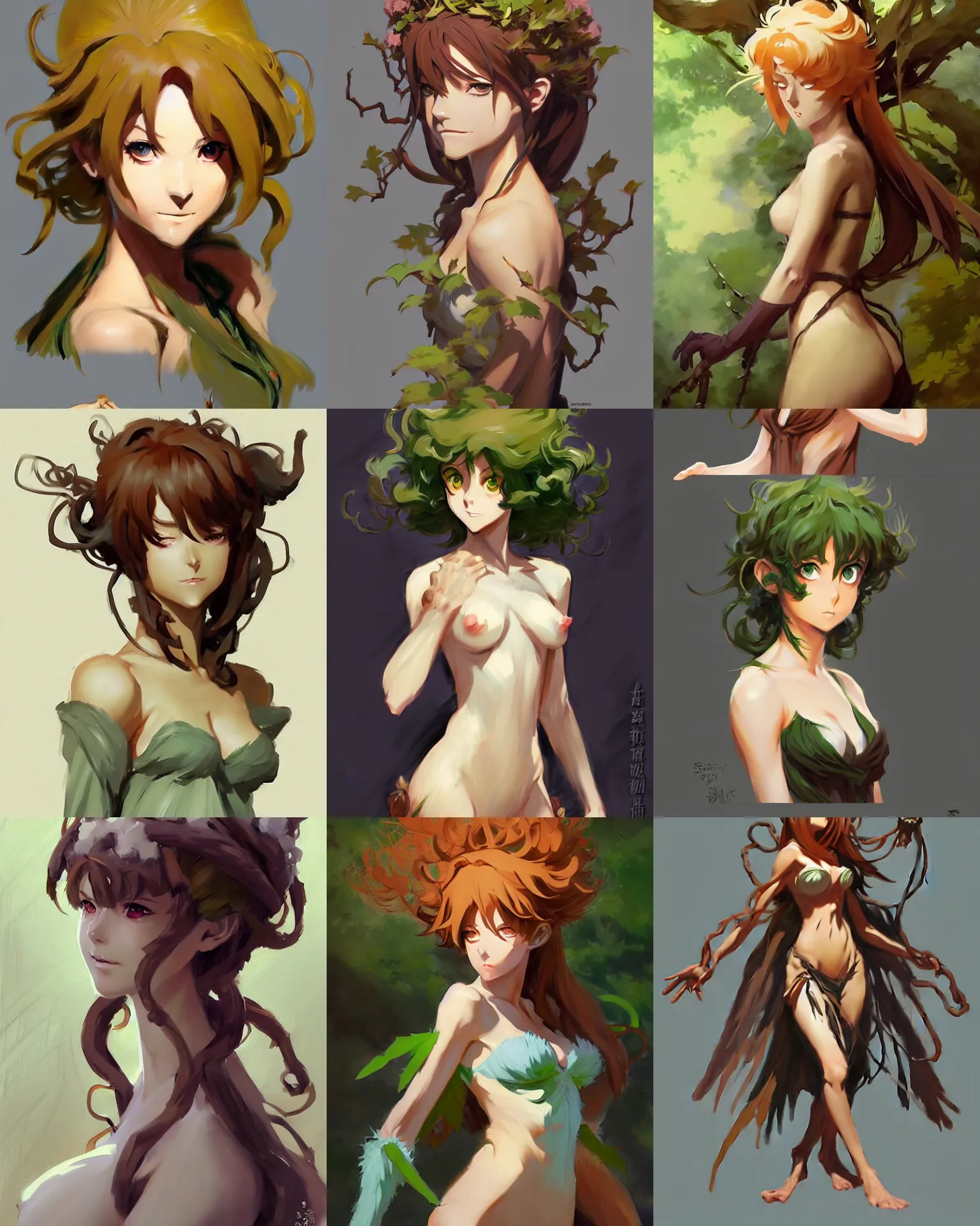 Prompt: greg manchess character concept art of an anime dryad | | very very anime!!!, cute - fine - face, pretty face, realistic shaded perfect face, fine details by antilous chao, stanley artgerm lau, wlop, marc simonetti, and sakimichan, tranding on artstation