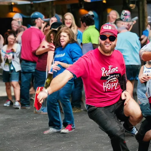 Prompt: rainier beer hosting a hopscotch tournament