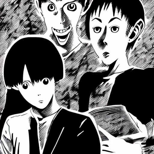 Image similar to manga panel, junji ito, horror, surreal,