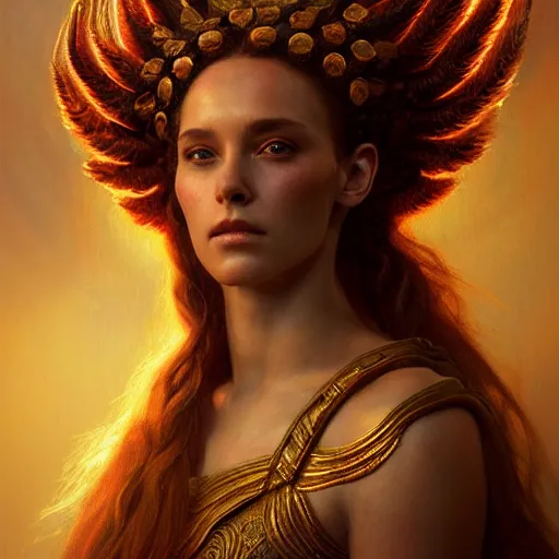 Image similar to majestic gracious regal goddess persephone portrait, ancient greece, elysium, atmospheric lighting, painted, intricate, volumetric lighting, beautiful, rich deep colours masterpiece, golden hour, sharp focus, ultra detailed, by leesha hannigan, ross tran, thierry doizon, kai carpenter, ignacio fernandez rios