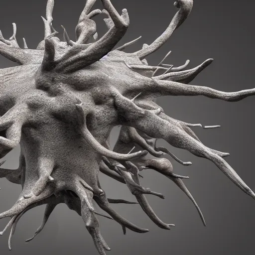 Prompt: neuron dendritic monster, t - pose, hyperrealistic, hyperdetailed, vray, 5 5 mm