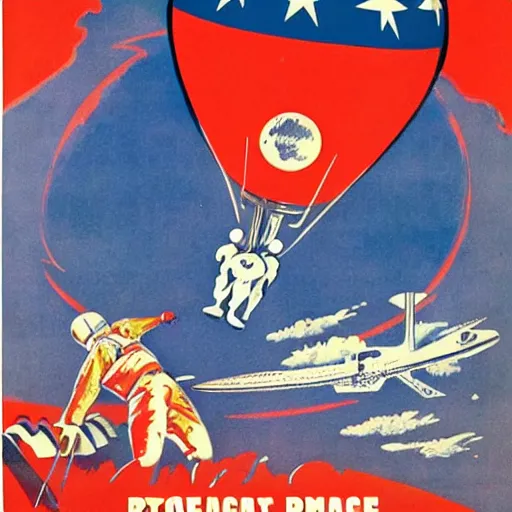 Prompt: ! dream american atompunk space race propoganda poster circa 1 9 6 0 s