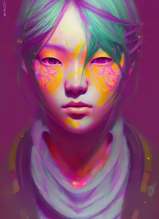 Prompt: A psychedelic portrait of chihiro, vibrant color scheme, highly detailed, in the style of romanticism, cinematic, artstation, Greg rutkowski