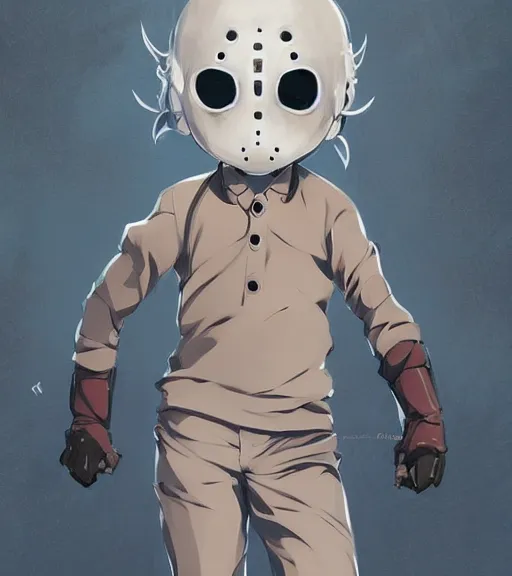 Prompt: beautiful little boy anime character inspired by jason voorhees, art by rossdraws, wlop, ilya kuvshinov, artgem lau, sakimichan and makoto shinkai, concept art, anatomically correct, extremely coherent, realistic, mask, smooth, hd, long hair