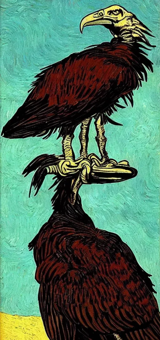 Prompt: vulture in the style of Vincent Van Gogh