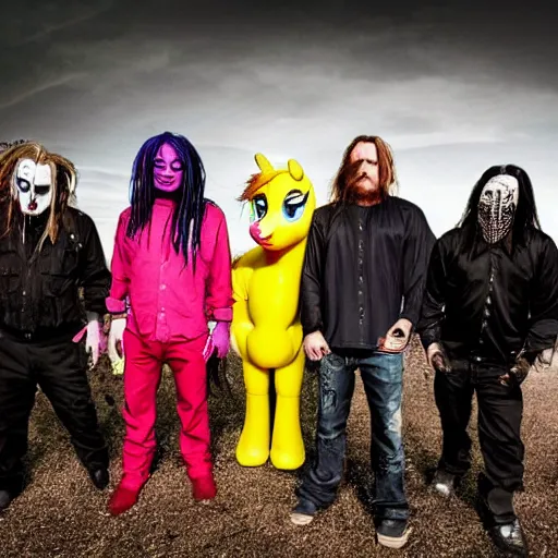 Image similar to slipknot my little pony