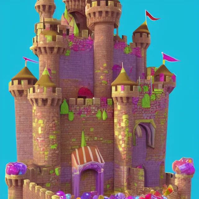 Image similar to castle made out of candy detailed scenery artwork, candy scenery artwork, fourth dimension, artstation!! pixiv!!