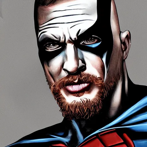 Image similar to tom hardy as batman digital art 4 k detailed super realistic