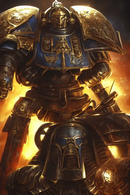 Image similar to armor portrait heros warhammer 4 0 k horus heresy fanart - the primarchs emperor by johannes helgeson animated with vfx concept artist & illustrator global illumination ray tracing hdr fanart arstation zbrush central hardmesh 8 k octane renderer comics stylized