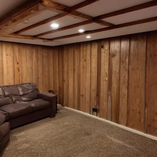 Image similar to wood paneling walls, basement, craigslist photo