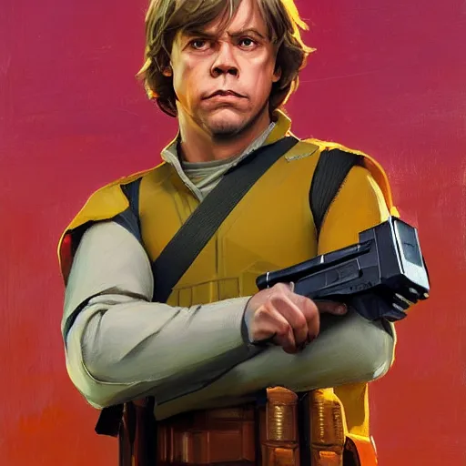 Prompt: greg manchess portrait painting of luke skywalker as overwatch character, medium shot, asymmetrical, profile picture, organic painting, sunny day, matte painting, bold shapes, hard edges, street art, trending on artstation, by huang guangjian and gil elvgren and sachin teng