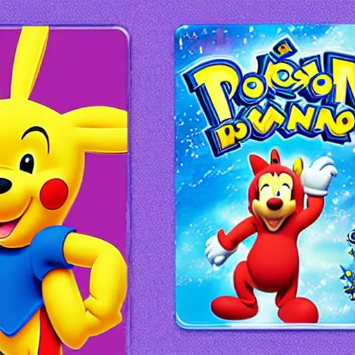 Prompt: photograph of winnie the pooh and super mario and sonic the hedgehog anime style, on pokemon card packs at target