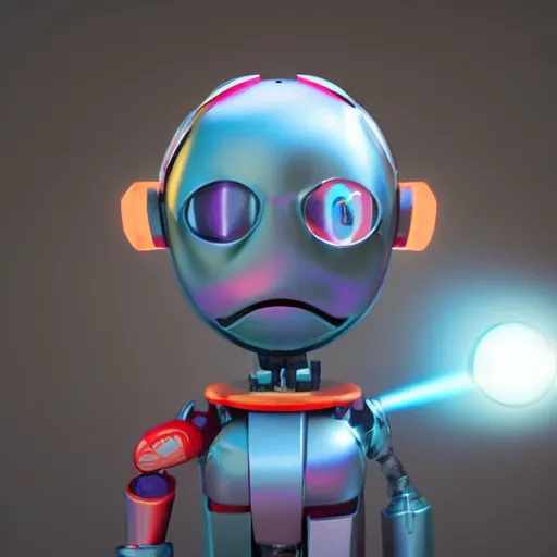 Prompt: 3d render of cute funny robot head, by Kezie Demessance, Ha Gyung, Hasui Kawase, vivid color, volumetric lighting, corona render