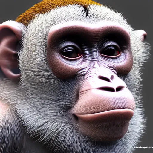 Image similar to close up photo of a monkey, photorealistic, 5 0 mm, great lighting, artstation