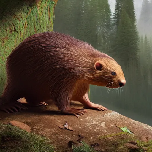 Image similar to hyperrealistic dslr film still of justin bieber disguised as anthropomorphous beaver, stunning 8 k octane comprehensive 3 d render, inspired by istvan sandorfi & greg rutkowski & unreal engine, perfect symmetry, dim volumetric cinematic lighting, extremely hyper - detailed, incredibly real lifelike attributes & flesh texture, intricate, masterpiece, artstation, stunning