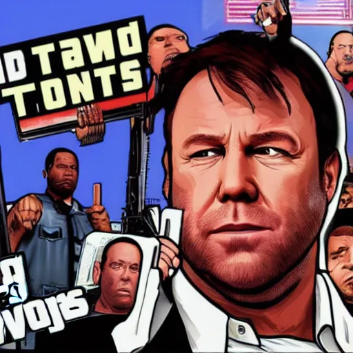 Image similar to Alex Jones infowars Grand Theft Auto: San Andreas loading screen art