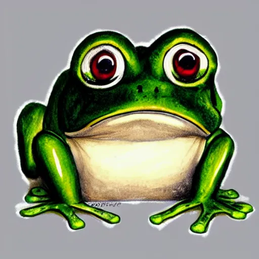 Image similar to cute frog portrait, Ghibli style