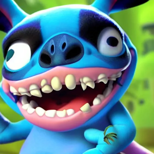 Prompt: Horror version of Stitch from Lilo & Stitch very detailed 4k quality super realistic