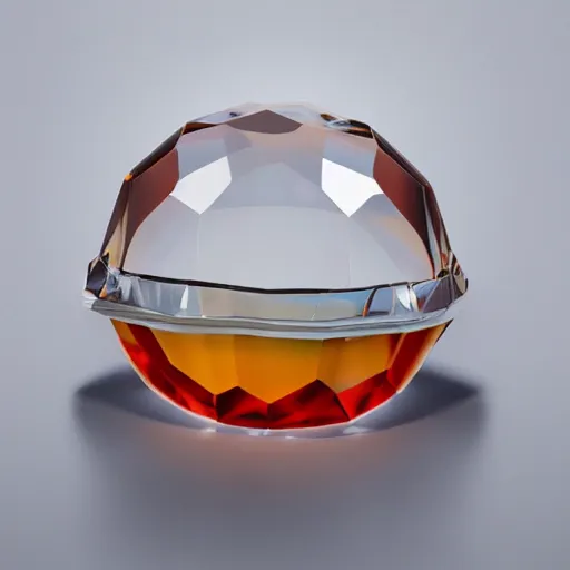 Prompt: clear crystal glass hamburger. refractions, brilliant cut, dramatic jewelry photography.