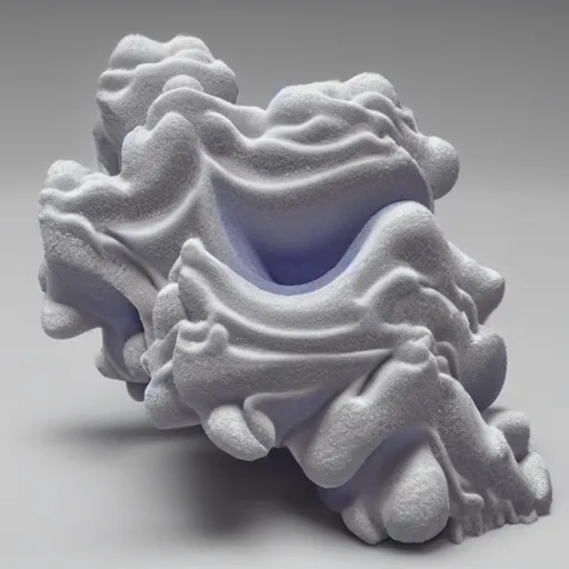 Prompt: an intricate and highly detailed 3d sculpture of a fractal made of cotton candy