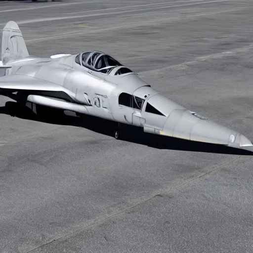Prompt: F4 Phantom designed by Lockheed Martin in 2022 F4 from 2020 modern grey parked on runway soft shadows soft lighting