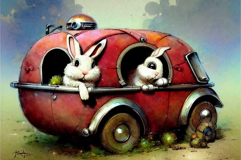 Image similar to adventurer ( ( ( ( ( 1 9 5 0 s retro future robot android rabbit wagon. muted colors. ) ) ) ) ) by jean baptiste monge!!!!!!!!!!!!!!!!!!!!!!!!! chrome red