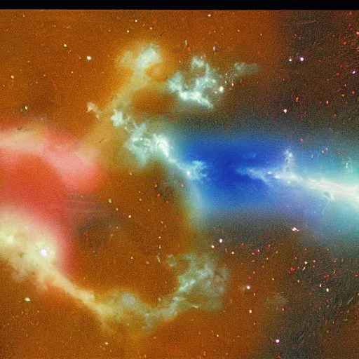 Image similar to a photograph of a primordial battle in cosmos