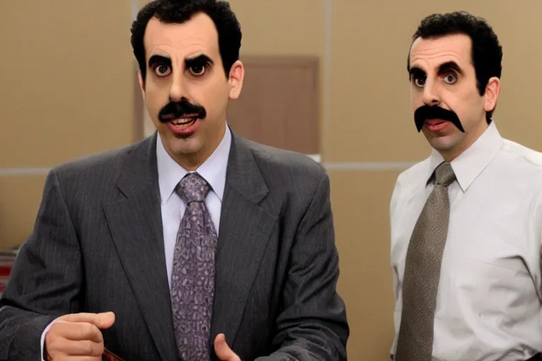 Prompt: Borat as Michael Scott in The Office