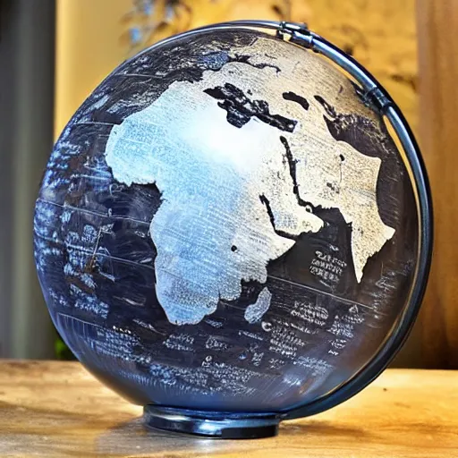 Image similar to a globe made out of liquid metal