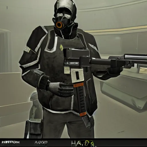 Prompt: Metrocop from Half-Life 2, armed with a USP pistol