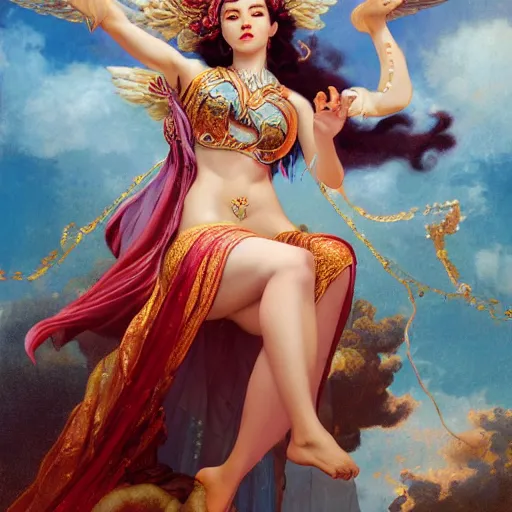 Prompt: the goddess of love showing humanity it's true form by Huang Guangjian and Gil Elvgren and Sachin Teng, 8k,