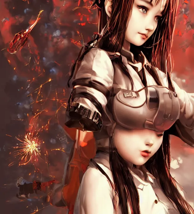 Prompt: hd 3 d rendered graphic novel video game portrait of a cute young schoolgirl complicated synaptic particles angelic deity demon future downtown in ishikawa ken miura kentaro gantz frank miller jim lee alex ross style detailed trending award winning on flickr artstation