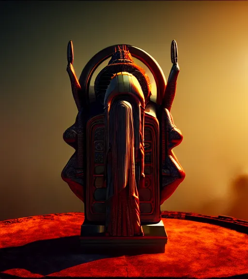 Image similar to elaborate alien artwork, realistic, magical, altar for ancient god, Greek, Indian, French, native, Norse, runic, octane render, 3d render, cinematic, 8k