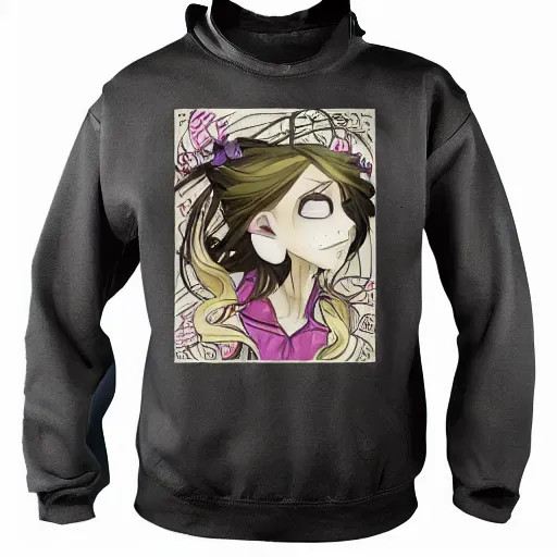 Image similar to anime manga skull portrait woman female wearing hoodie disney cartoon skeleton illustration style by Alphonse Mucha pop art nouveau