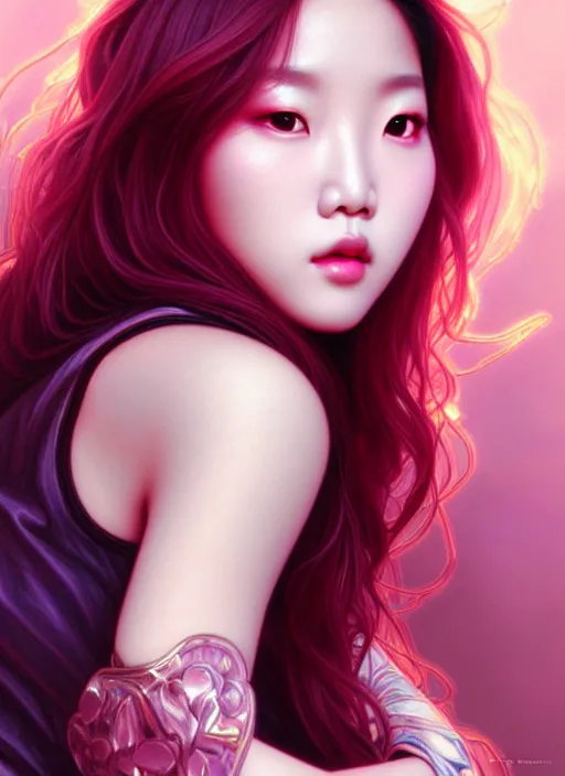 Image similar to roseanne park of blackpink, goddess, tarot card, highly detailed, digital painting, smooth, sharp focus, illustration, ultra realistic, 8 k, art by artgerm and alphonse mucha
