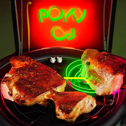 Image similar to neon gaming LED porkchops