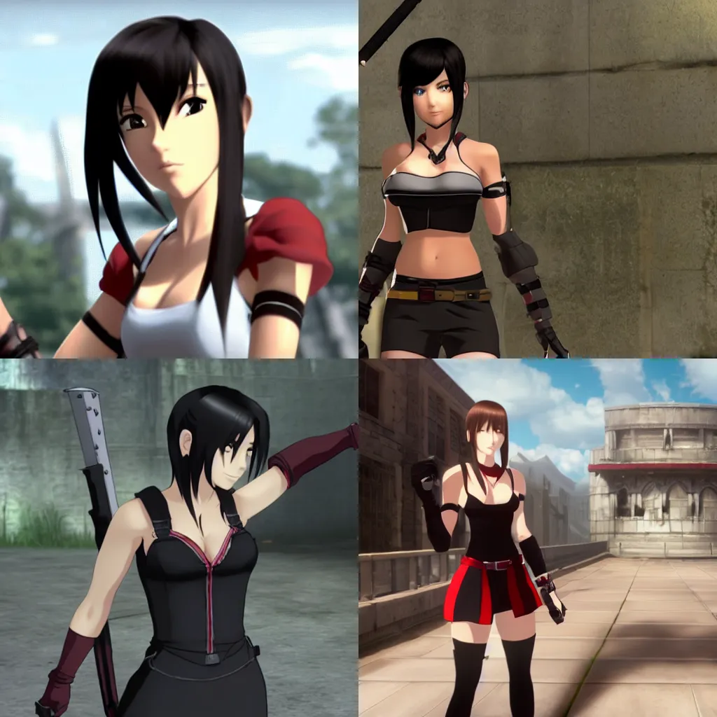 Prompt: Still of Tifa Lockhart in RWBY