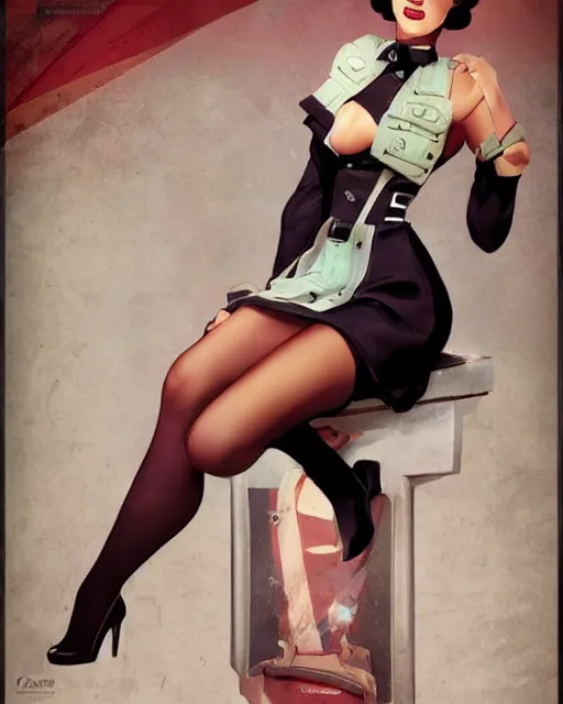 Prompt: Pop idol full body pin up modeling in pop-idol unioform, with a park in the back ground, post war style, detailed face, american postcard art style, by Krenz Cushart and Randolph Stanley Hewton and Charlie Bowater