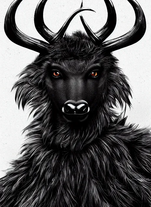 Image similar to aesthetic portrait commission of a of a male fully furry anthro black deer with a tail and a beautiful attractive hyperdetailed face wearing wearing a outfit in a sci - fi dystopian city at golden hour while it storms in the background. character design by dayer, diego 5, detailed, inked, western comic book art, award winning film poster painting